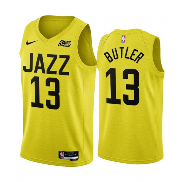 Men's Utah Jazz #13 Jared Butler 2022/23 Yellow Icon Edition Stitched Basketball Jersey